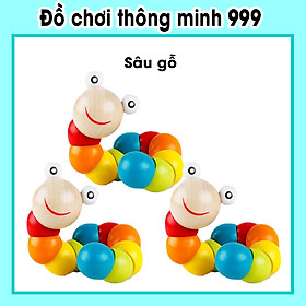 Đồ chơi con sâu gỗ uốn dẻo cho bé, đồ chơi gỗ phát triển trí tuệ