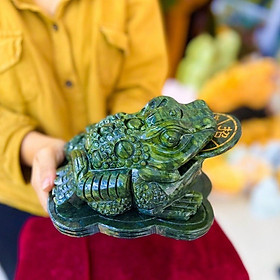 Mua Cóc Ngậm Tiền  Thiềm Thừ Phong Thủy Đá Serpentine - Dài 20cm Nặng 4kg