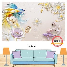 Tranh 3d dán tường trang trí phòng khách- tranh cửa ngư- ép kim sa- Huyền Chi- Đặt theo kích thước yêu cầu