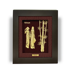 Tranh Vàng 24K PRIMA ART - CÔ GÁI BÊN KHÓM TRE - Kích thước 18 x 20 cm - CGS-0406-04