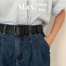 Thắt Lưng Nam Nữ Unisex Dây Nịt Mặt Vuông Bản To 3cm Cá Tính Full Đen Học Sinh - Thắt Lưng Tre - Maxshopdoc