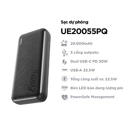 Mua Sạc dự phòng Energizer 20 000mAh 3.7V Li-Polymer UE20055PQBK  bảo hàng 24 tháng 1 đổi 1 - Hàng chính hãng