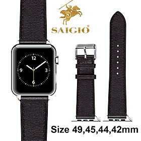 Dây Apple Watch 49mm 45mm 44mm 42mm, Chất Liệu Da Bò Cao Cấp, Dây Đeo Phong Cách Cổ Điển, Tương Thích Các Phiên Bản Series Ultra2/Ultra/SE2/SE/10/9/8/7/6/5/4/3/2/1