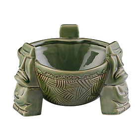Creative 1000ml Ceramic Punch Bowl Beverage Mug for Tiki Themed Parties Green