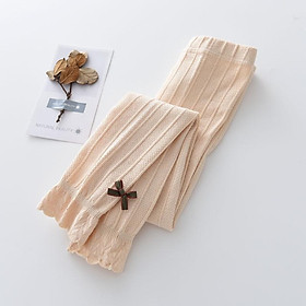 Quần tất len không bàn - quần leggings đính nơ trơn màu cho bé gái, co giãn 4 chiều size từ 1 đến 12 tuổi