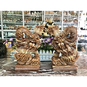 Mua Cặp Rồng đứng phong thủy đá cẩm thạch vân gỗ - Cao 30cm