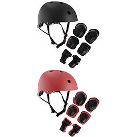 Bundle of 2 Kids Boys Girls Adjustable Skateboard Skate  Wrist Knee Elbow Pad - Safety Protective Gear