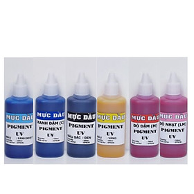 Bộ 6 màu Mực dầu - mực pigment uv dùng cho máy in phun màu Epson - Loại 100ml/màu