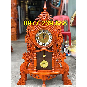Mua đồng hồ để bàn bằng gỗ hương đá 70cm mẫu phượng