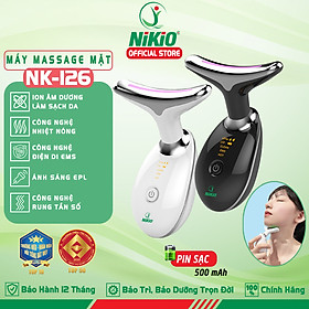 Máy Massage Nâng Cơ Làm Trẻ Hóa Da Mặt, Cổ Nikio NK-126 - Công Nghệ Điện Di EMS, Rung Nóng, Ion Và Ánh Sáng IPL