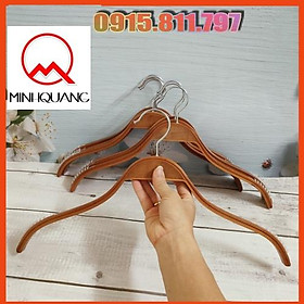 Mua Móc treo quần áo nam nữ - móc gỗ tre màu nâu có đệm vai bằng silicon mềm dẻo độ chống tuột  đầu móc xoay 360 độ dài 38cm