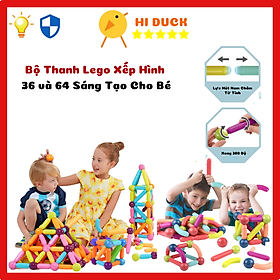 Bộ Lego Xây Dựng Từ Tính Magnetic Sticks Cao Cấp 36 và 64 Chi Tiết Cho Bé Tư Duy, Sáng Tạo