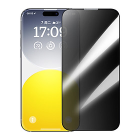 Cường Lực Chống Nhìn Trộm Baseus Corning Series Full-Coverage Privacy Protection Tempered Glass Screen Protector with Built-in Dust Filter for iP 15 (Hàng chính hãng)