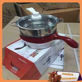 Mua Nồi Chiên Nấu Mini Đa Năng Chống Dính 2 Tầng Kèm Lồng Hấp Inox (Màu Ngẫu Nhiên) - Hàng Loại 1