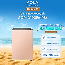[SẢN PHẨM MỚI 2025] Tủ lạnh mini Aqua 90 lít AQR-D100FA(PS) - Màu hồng nhạt - Freeship toàn quốc - Có hỗ trợ đổi qua be - Hàng chính hãng