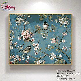 Mua Tranh tự tô màu theo số HL0067I Tranh sơn dầu số hóa tự vẽ Đôi chim trên cành hoa mai
