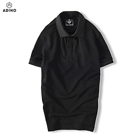 Áo polo nam ADINO màu đen phối viền chìm vải cotton co giãn dáng slimfit trẻ trung năng động AP80