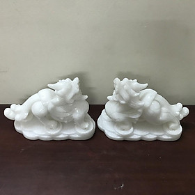 Mua Tì hưu  tỳ hưu đá tự nhiên màu trắng đá tinh thể hạt muối của Việt nam 6-7kg/ cặp cho mệnh Thủy và Kim