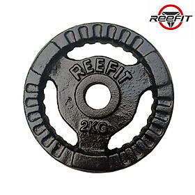 Bộ 2 tạ miếng gang tạ bánh gang 3 lỗ Reefit 2kg màu đen (gồm 2 miếng)