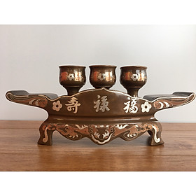 Mua Ngai chén 3 bằng đồng Khảm Tam Khí cao cấp