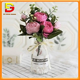 Mua Hoa Lụa Lọ Hoa Thuỷ Tinh Cắm Sẵn Hoa Hồng Hàn Quốc Nhiều Màu Sắc Trang Trí Nhà Cửa DG-277