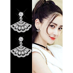Bông tai đính đá hình quạt Style Hàn Quốc