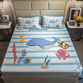 Chiếu Điều Hòa Tencel Cao Su Non 3D Cá Đại Dương