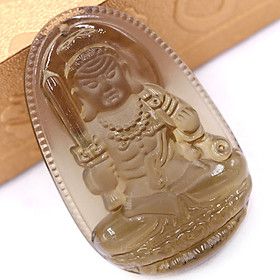 Mặt Phật Bất động minh vương đá obsidian 5 cm (size XL) kèm móc và dây chuyền inox vàng, Mặt Phật bản mệnh
