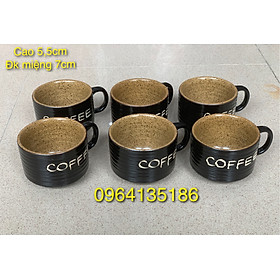 Mua Set 6 cốc cà phê nóng men nâu hạt tiêu gốm sứ bát tràng