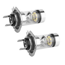 H7 100W 6000K LED Auto Fog Light Cool White 12-LED Super Bright 1 Pair Silver