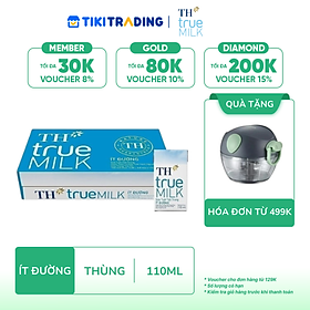 Thùng 48 hộp sữa tươi tiệt trùng TH True Milk  ít đường 110ml