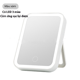 Mua Gương chữ nhật trang trí có LED cảm ứng 3 màu điều chỉnh tùy thích  gương tròn để bàn trang điểm có tặng kèm dây