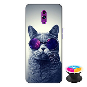 Ốp lưng điện thoại Oppo Reno hình Mèo Con Đeo Kính Mẫu 2 tặng kèm giá đỡ điện thoại iCase xinh xắn - Hàng chính hãng