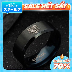 Nhẫn titanium không đen khắc hình Phim Thợ săn quái vật Witcher BHN100