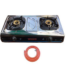 Mua Bếp gas đôi mặt Inox Windo +Tặng dây dẩn gas 3 lớp - Hàng Chính Hãng