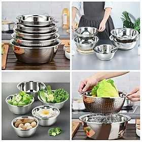 Mua Bộ 5 rổ chậu inox 304 cao cấp rửa rau  bộ rổ chậu dùng phòng bếp