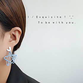 Bông tai nữ ngôi sao màu xanh phụ kiện trang sức YUNRIACCESSORIES