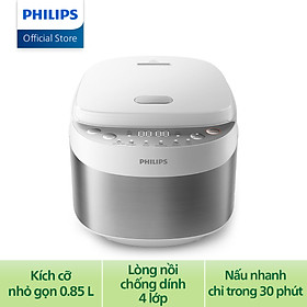 Nồi Cơm Điện Tử Mini Philips HD3170/66 - 600W - 0.85 Lít - Hàng Chính Hãng