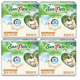 Combo 4 Gói Tã Quần Người Lớn SunMate Khô Thoáng - L7 7 MiếngGói