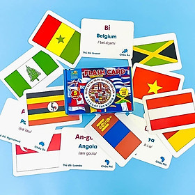 Thẻ Học Thông Minh Song Ngữ Anh-Việt Flash Card Quốc Kỳ Các Quốc Gia 5 Châu Lục Cho Bé Khám Phá Và Tìm Hiểu Thế Giới