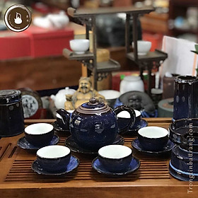 Mua Bộ Ấm Chén Trà Đạo Men Hỏa Biến Thiên Thanh Bát Tràng Dáng Thủy Bình Dung Tích 380ml (Bộ Ấm Chén) AVMT 21