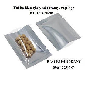 Mua 1kg túi nilon ép ba biên 1 mặt trong 1 mặt bạc 18x26cm