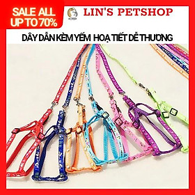 Dây Dắt Kèm Vòng Cổ Chuông Hoạ Tiết 1.5cm