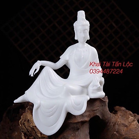 Mua Tượng Quan Âm Tự Tại và kệ gỗ đèn Led thác khói 7 món