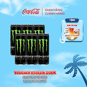 [TẶNG VOUCHER ESTEEM]  Hộp 6 lon Nước Tăng Lực Giải Khát Monster Energy 355ml/Lon Sale 25.5 Coca-Cola Official Store