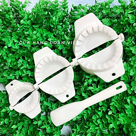 Mua  +tặng  Combo 3 Khuôn Há Cảo Sủi Cảo  Bánh Xếp tặng kèm muỗng vét hỗ trợ làm bánh. Bộ dụng cụ làm bánh gia dụng gò 4 món 3 khuôn + muỗng vét