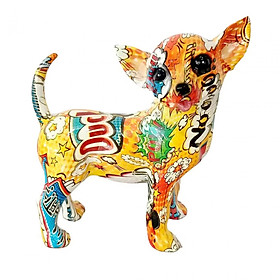 Graffiti Chihuahua Statue Dog Figurine Resin Artwork for Dog Lover Gifts