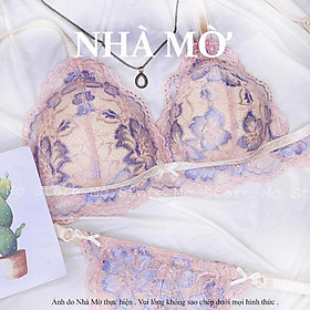 Set Bra ren hồng xanh NHÀ MỜ đồ lót thiết kế bra có mút không gọng đủ size