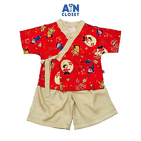 Bộ quần áo Lửng bé trai hoạ tiết Chú Cuội Lụa Đỏ - AICDBT0CPJDY - AIN Closet