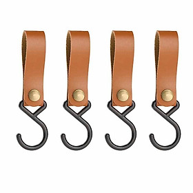 S-Shaped PU Leather Hanging Hooks Triangle Storage Rack Shelf Hook Keychain Portable Outdoor Camping Hiking Hook Camping Hanger